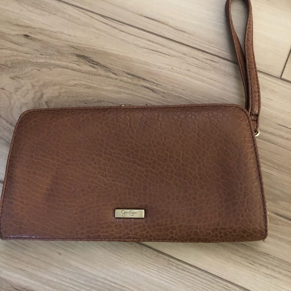 JESSICA SIMPSON TAN wristlet/ clutch